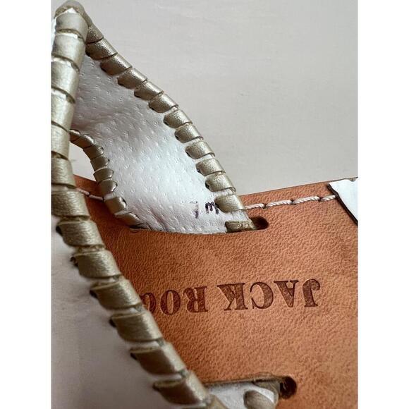 Jack Rogers Sandals Size 7M White Leather Thong SlipOn Low Wedge Classic - Picture 6 of 11